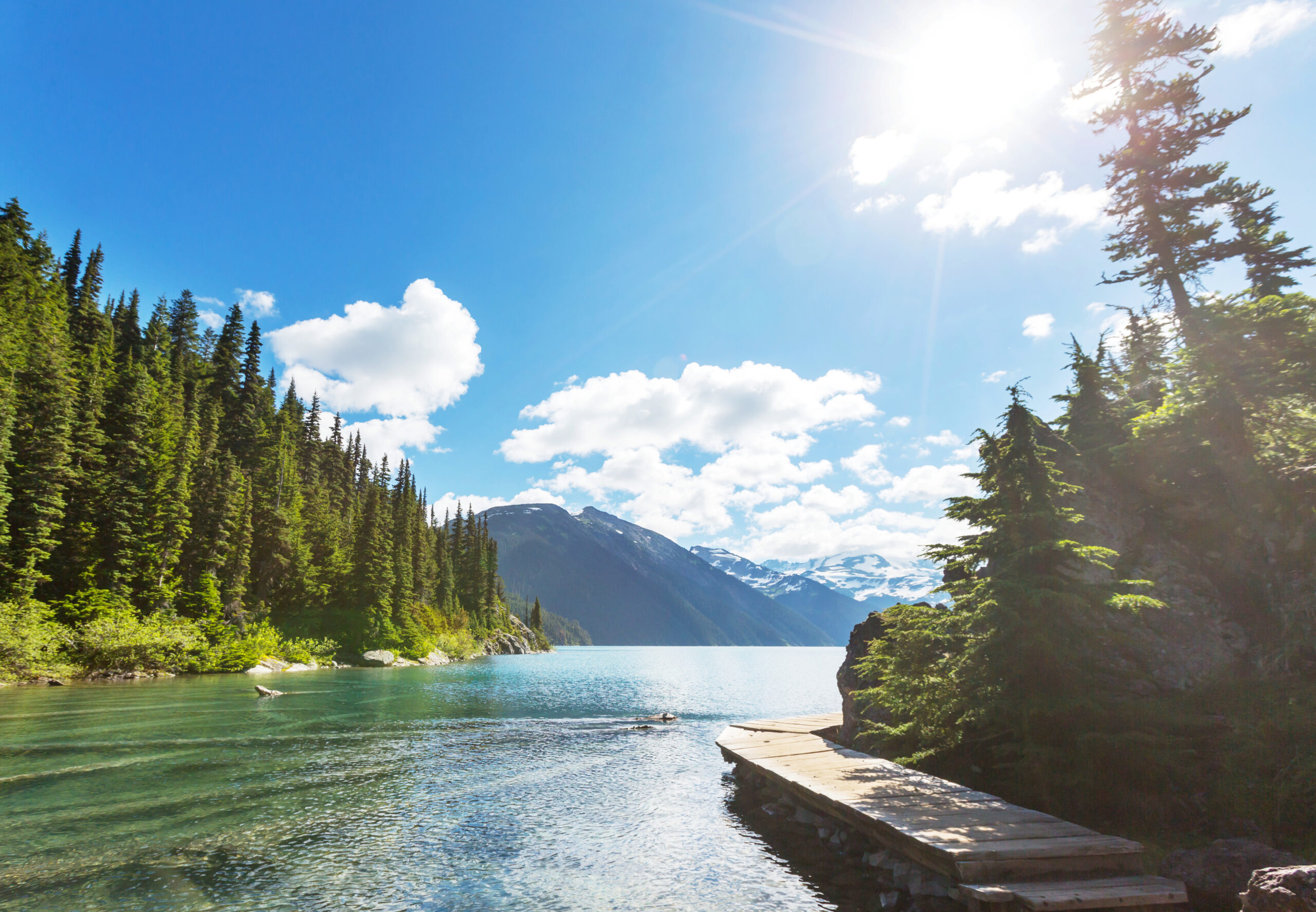 Hike to turquoise waters of picturesque Garibaldi Lake near Whistler, BC, Canada. Very popular hike destination in British Columbia.